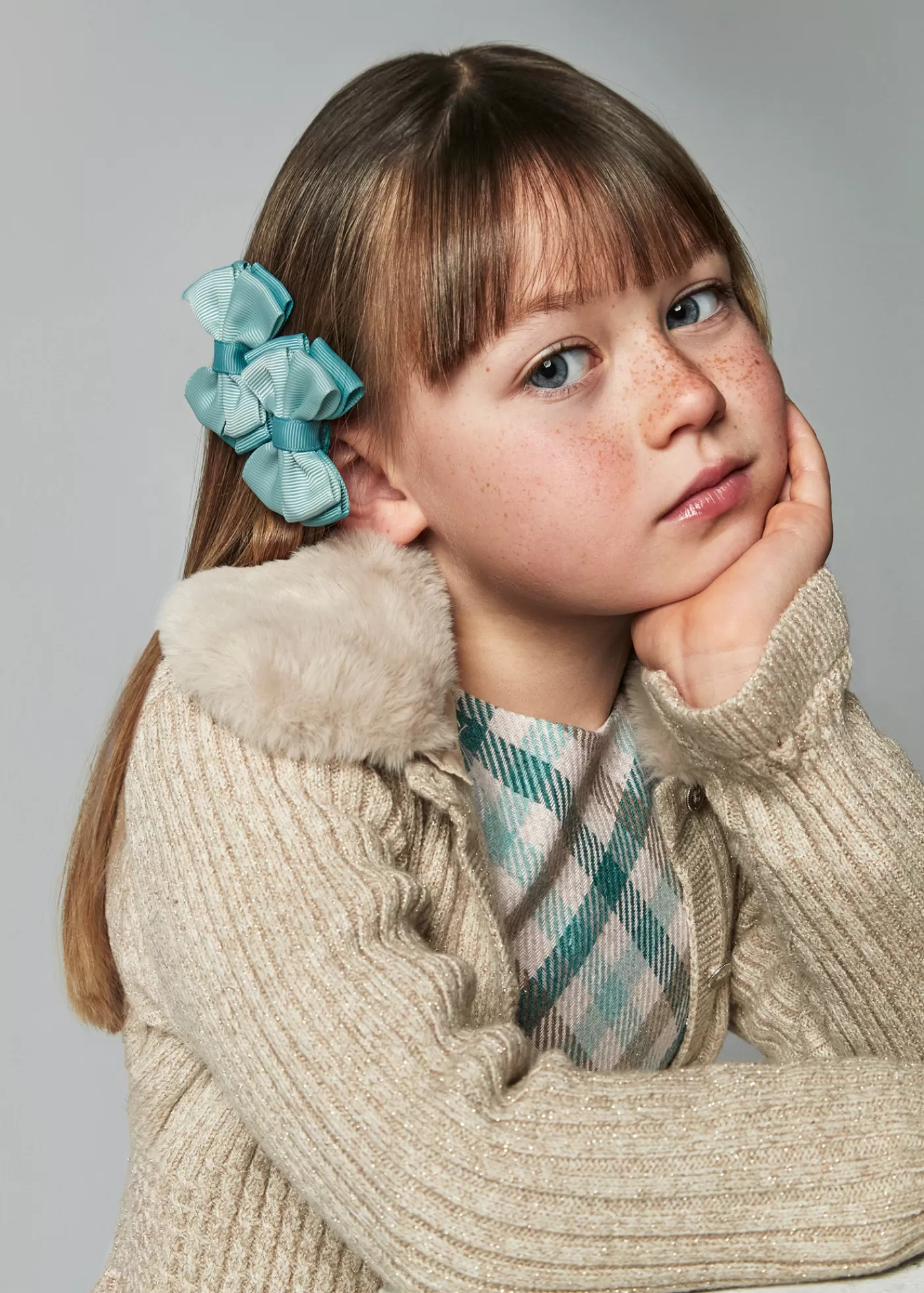 Hot Cardigan in maglia colletto pellicciotto bambina Cardigan