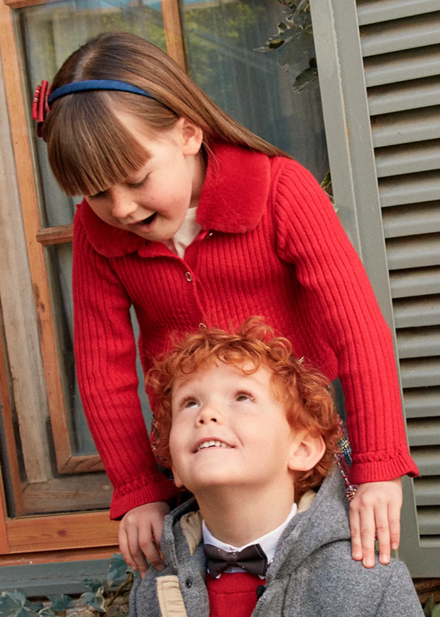 Discount Cardigan in maglia colletto pellicciotto bambina Cardigan