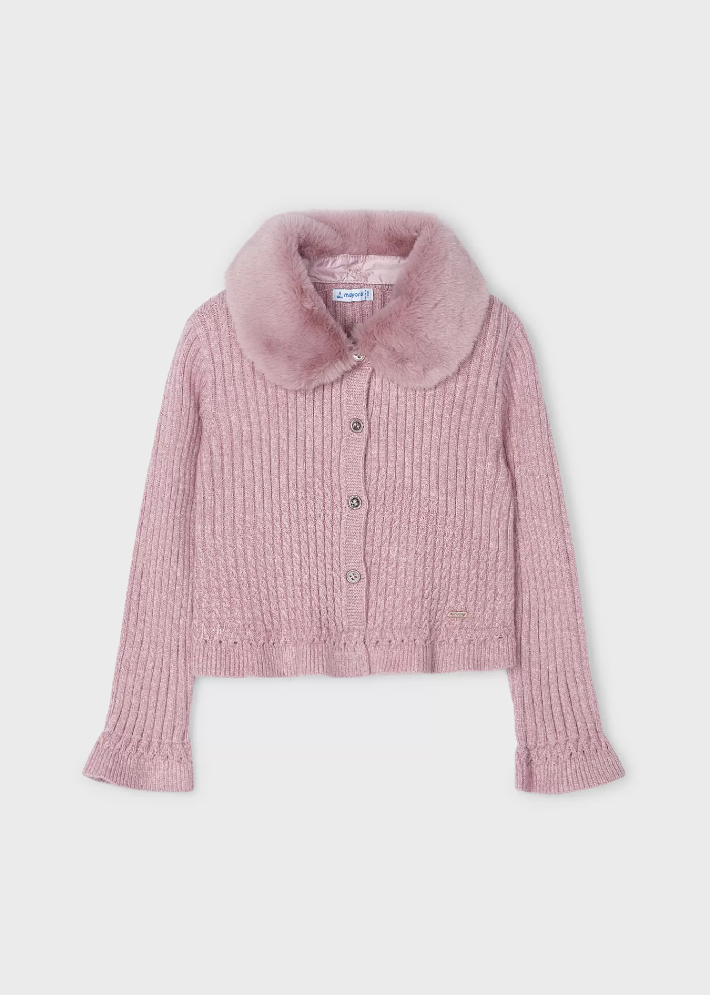 Fashion Cardigan in maglia colletto pellicciotto bambina Cardigan
