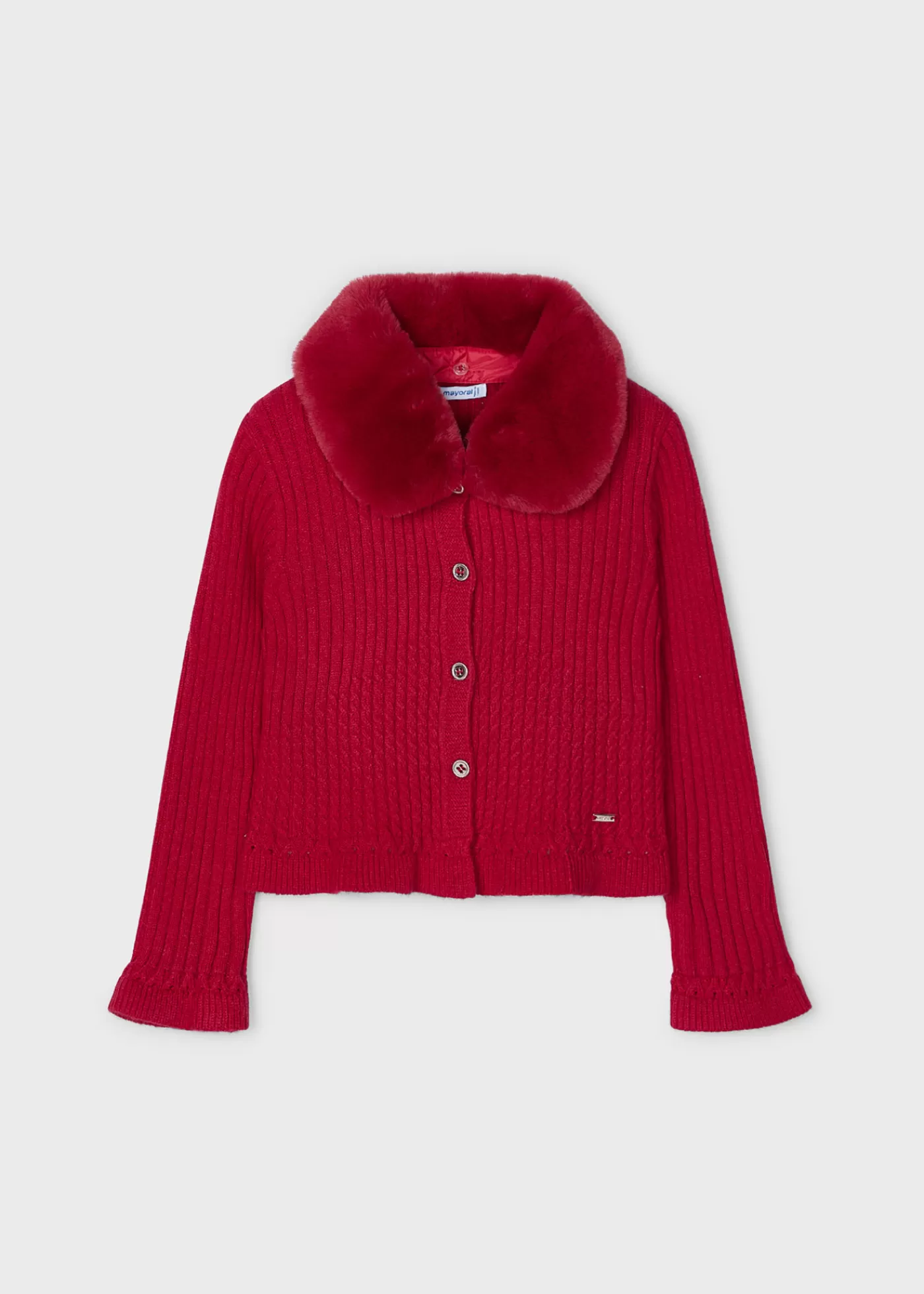 Discount Cardigan in maglia colletto pellicciotto bambina Cardigan