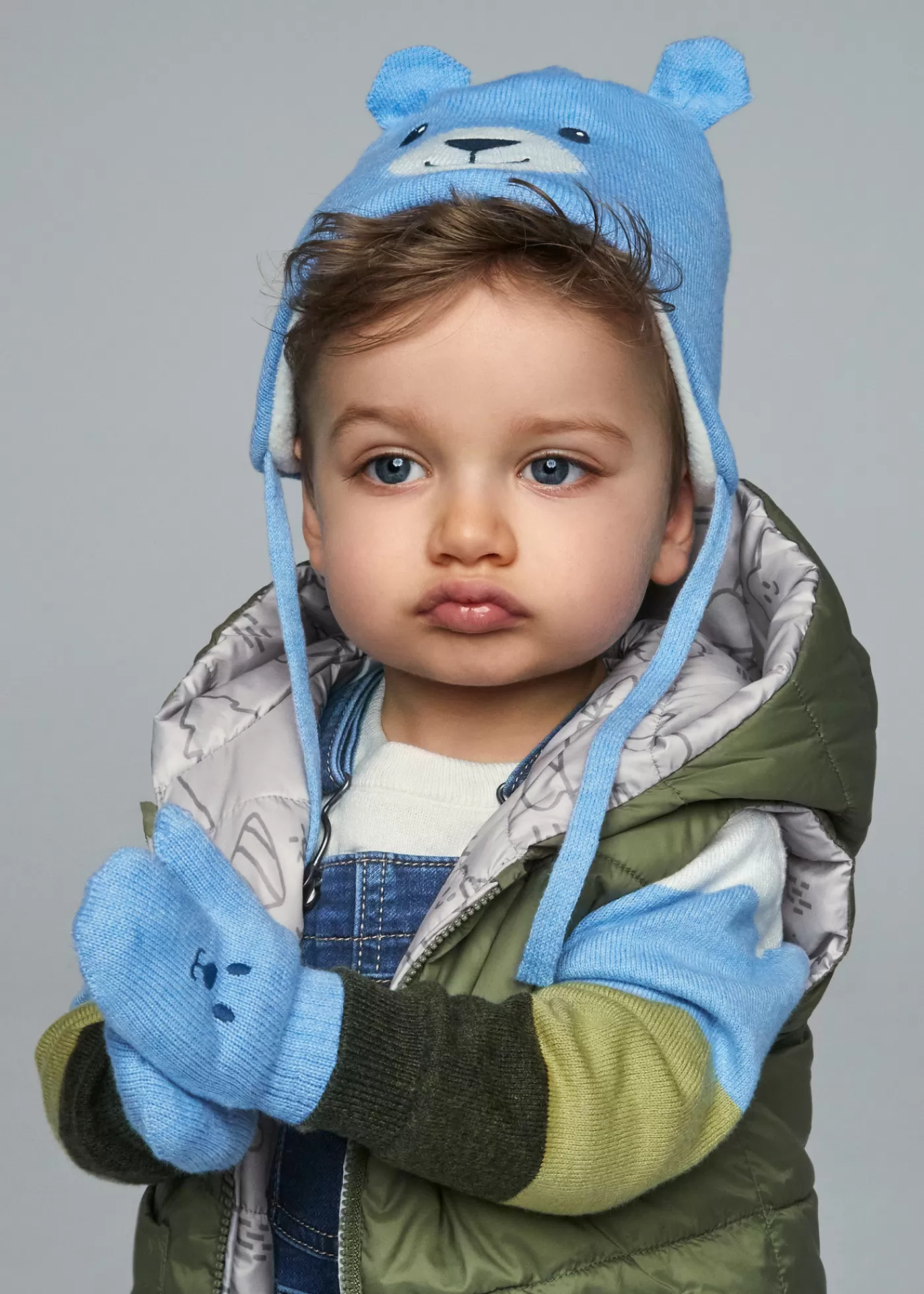 Best Sale Completo cappello e manopole orso neonato Accessori