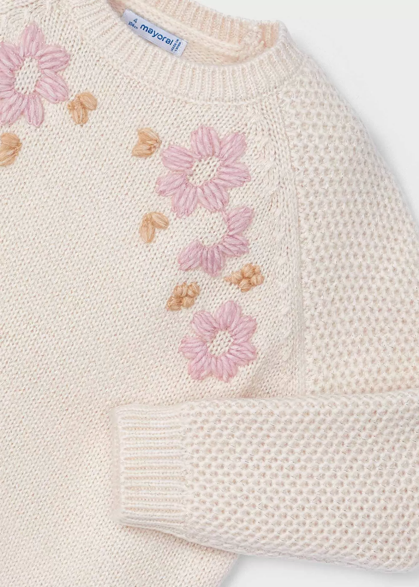 Outlet Maglione fiori ricamati bambina Maglioni E Felpe