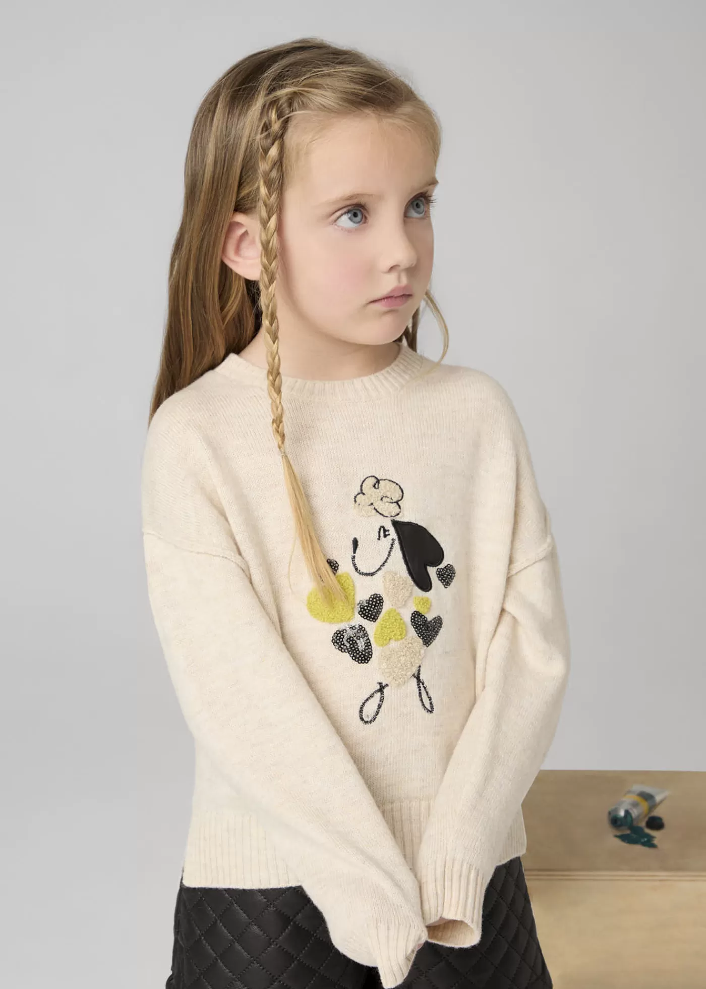 Fashion Maglione ricamo cagnolino bambina Maglioni E Felpe