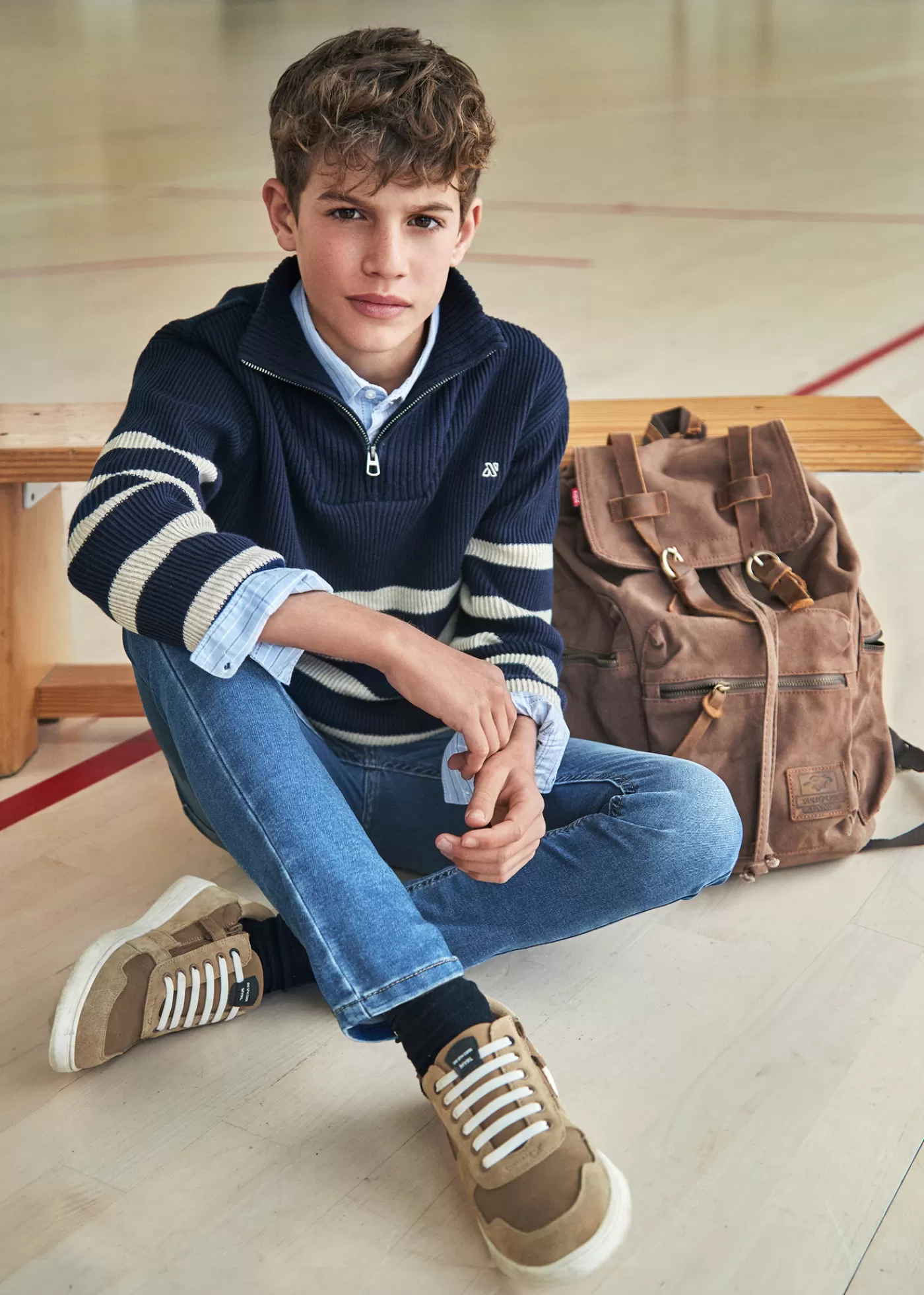 Online Maglione righe colletto cerniera ragazzo Bambino Maglioni